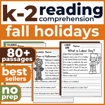 Fall Holidays Reading Comprehension Passages + Questions