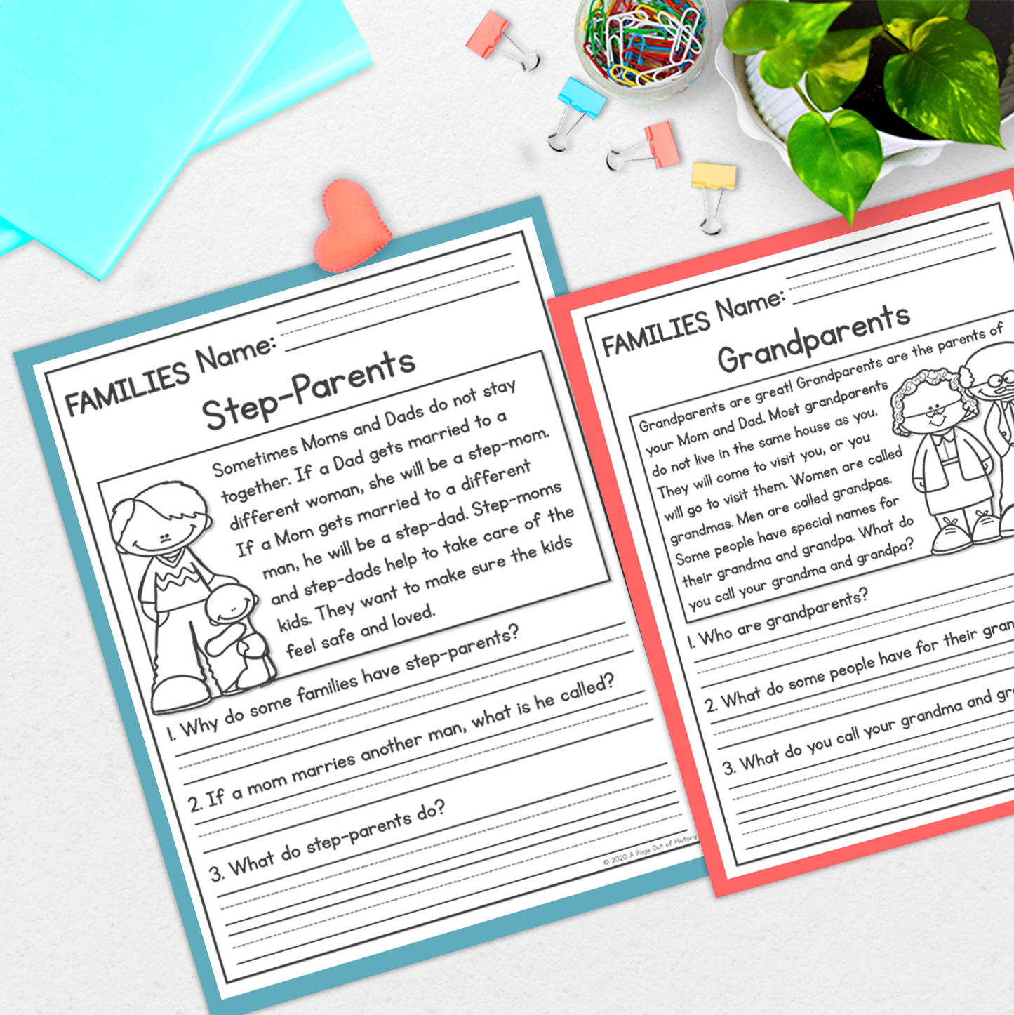 Families Reading Comprehension Passages + Questions