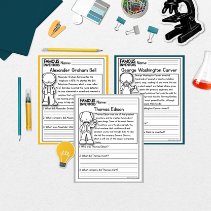 Famous Inventors Reading Comprehension Passages + Questions