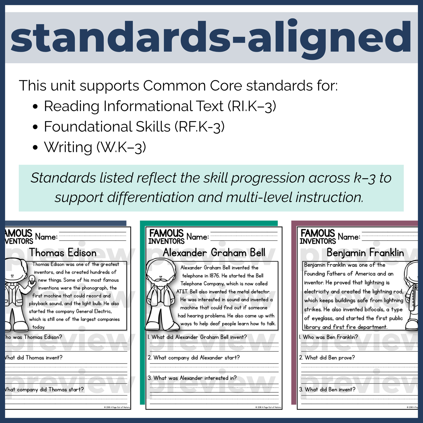 Famous Inventors Reading Comprehension Passages + Questions