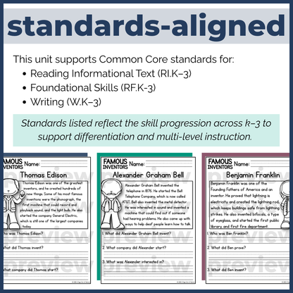 Famous Inventors Reading Comprehension Passages + Questions