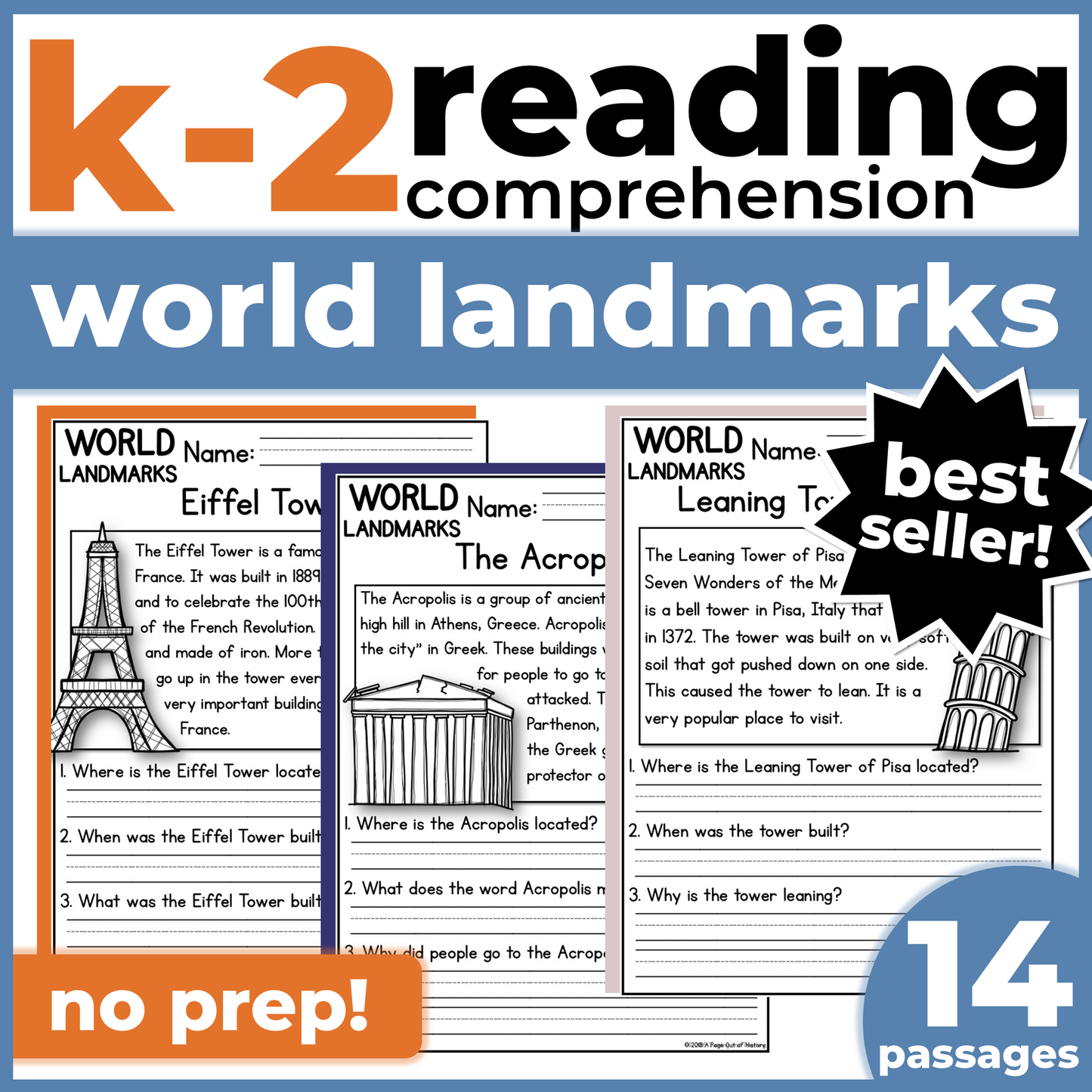 World Landmarks Reading Comprehension Passages + Questions
