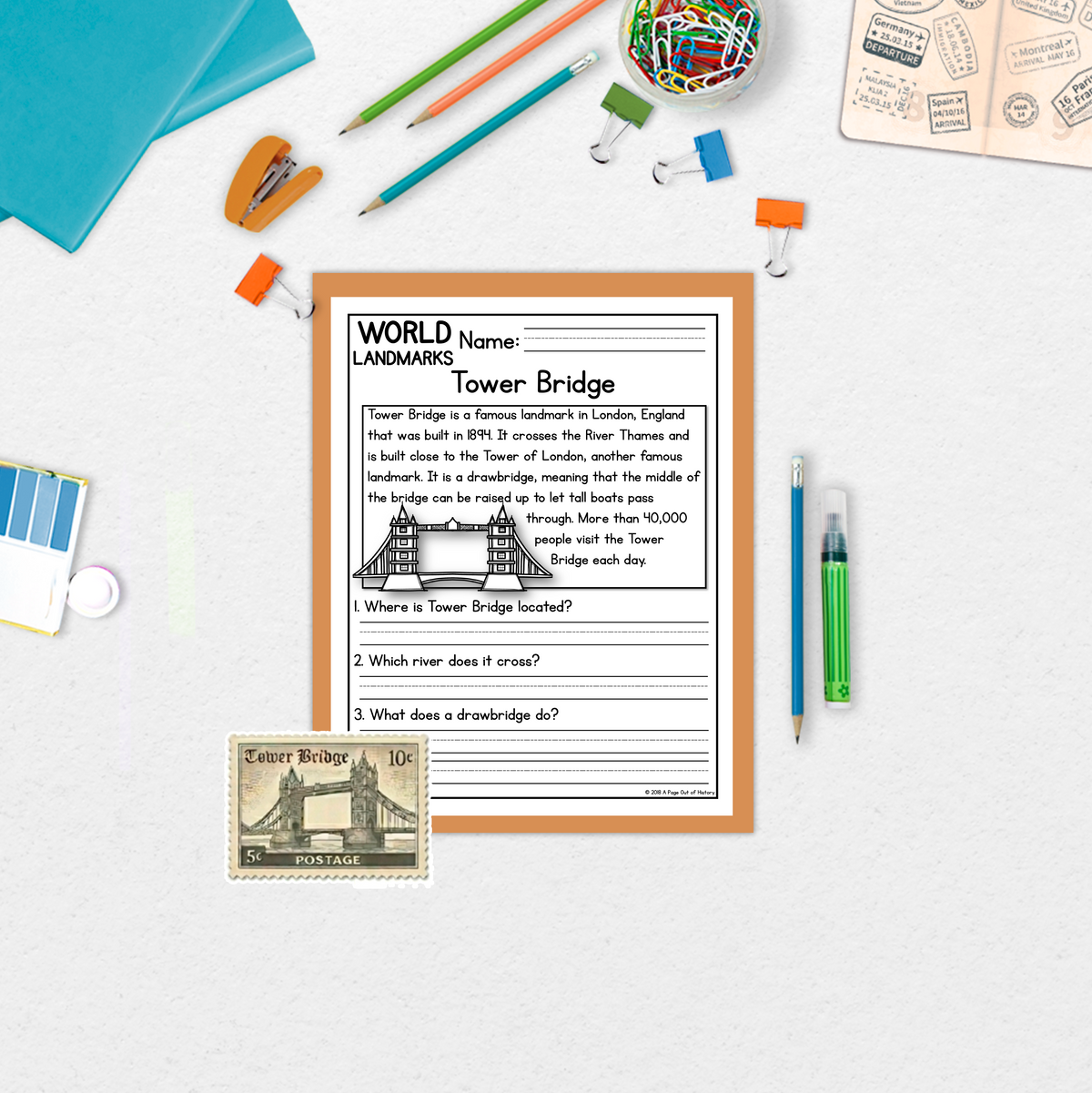 World Landmarks Reading Comprehension Passages + Questions