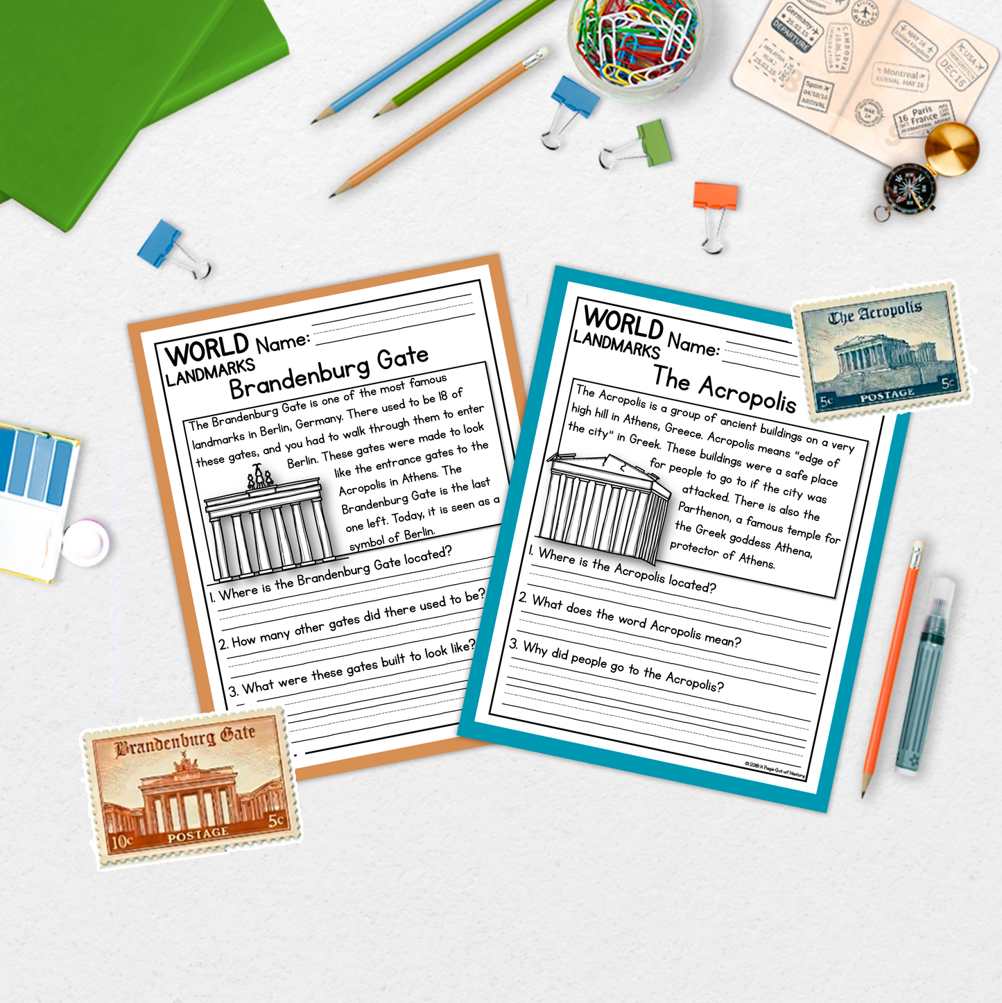 World Landmarks Reading Comprehension Passages + Questions