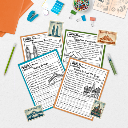 World Landmarks Reading Comprehension Passages + Questions