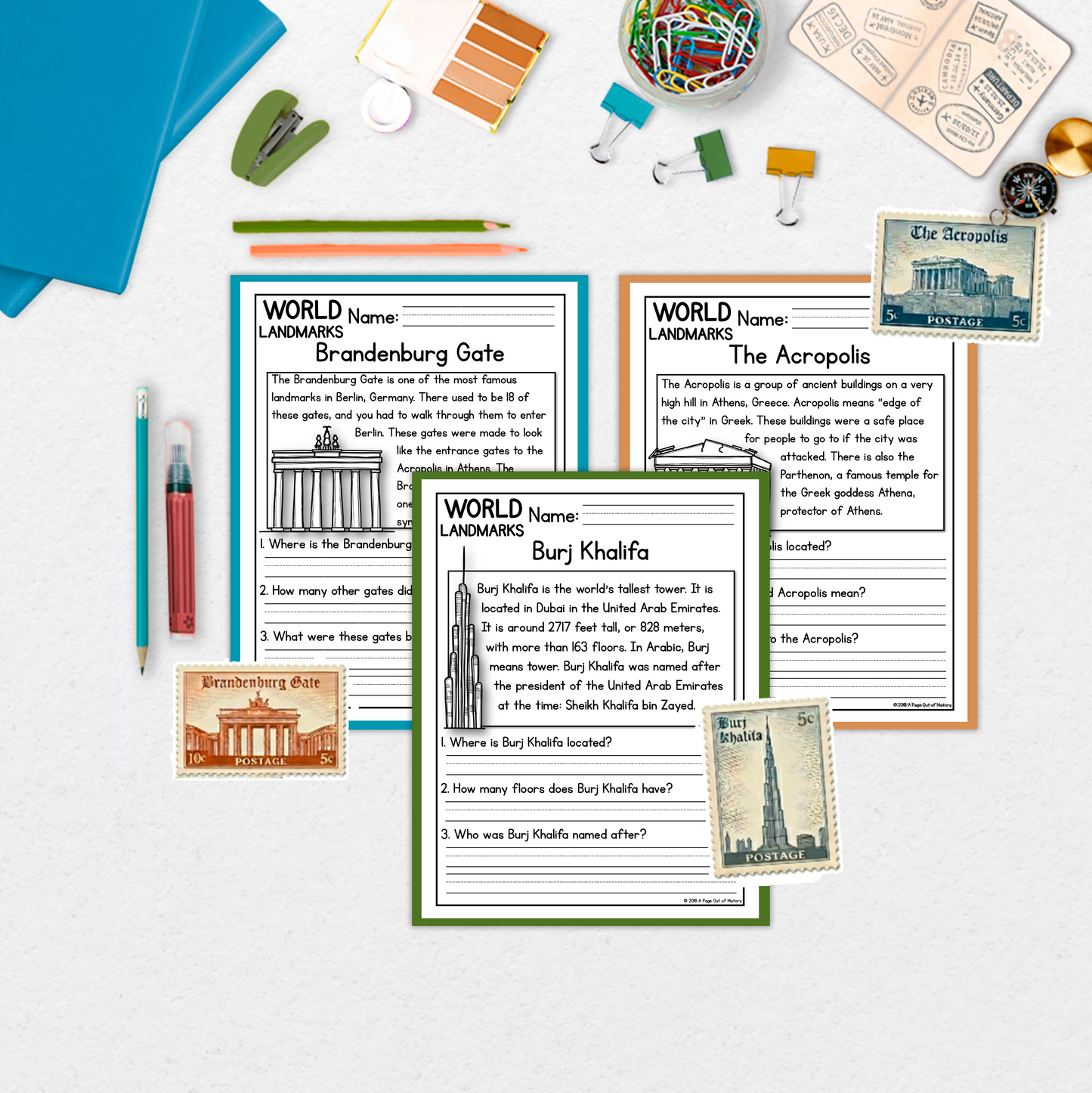 World Landmarks Reading Comprehension Passages + Questions