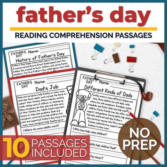 Father's Day Reading Comprehension Passages + Questions