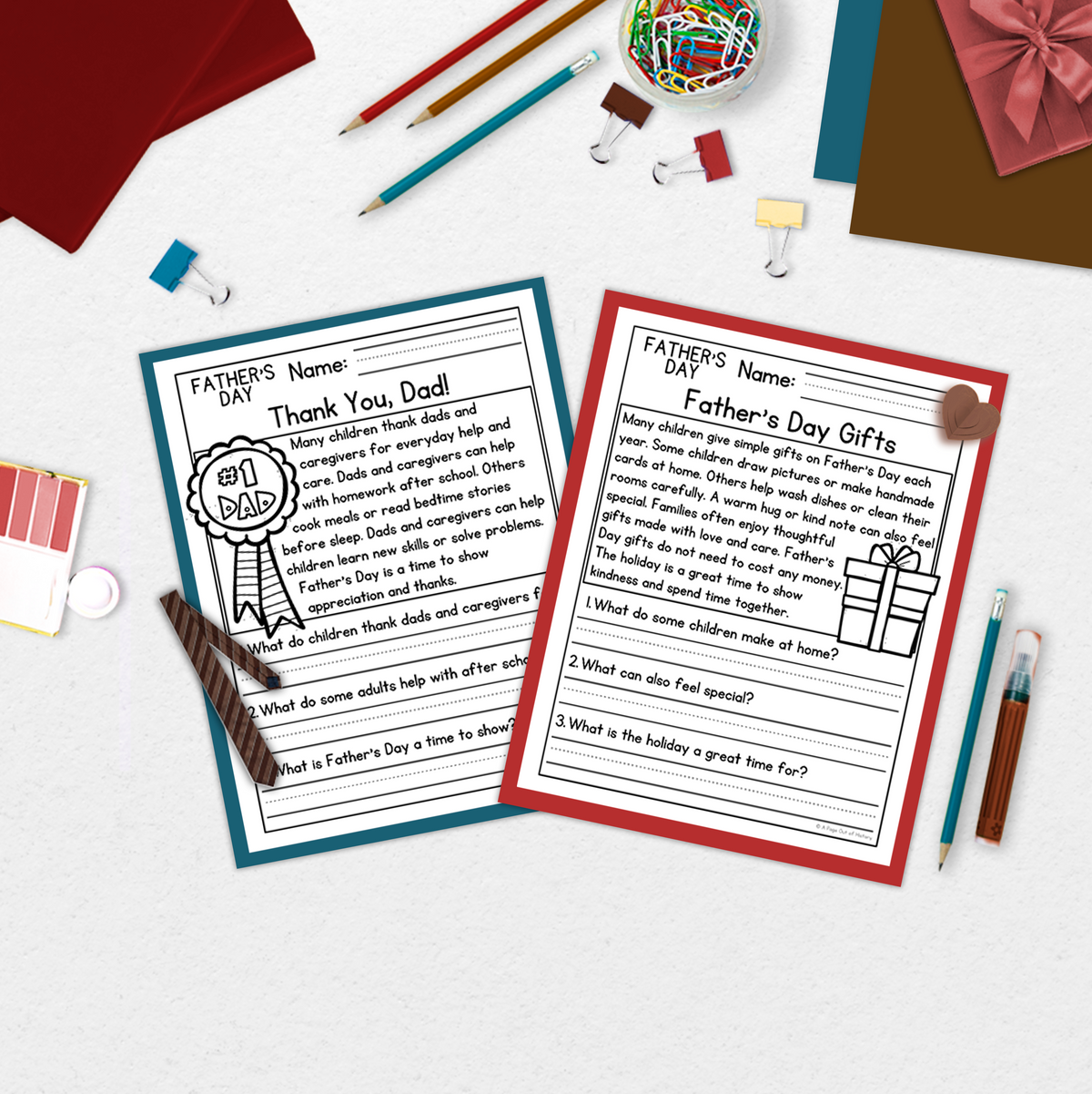 Father's Day Reading Comprehension Passages + Questions