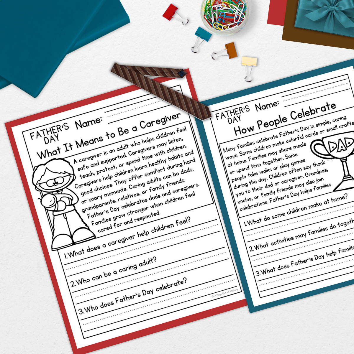 Father's Day Reading Comprehension Passages + Questions