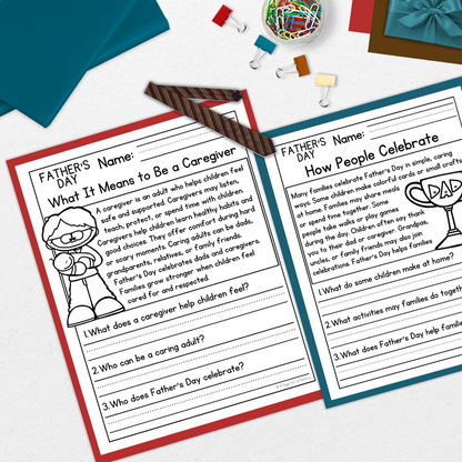 Father's Day Reading Comprehension Passages + Questions