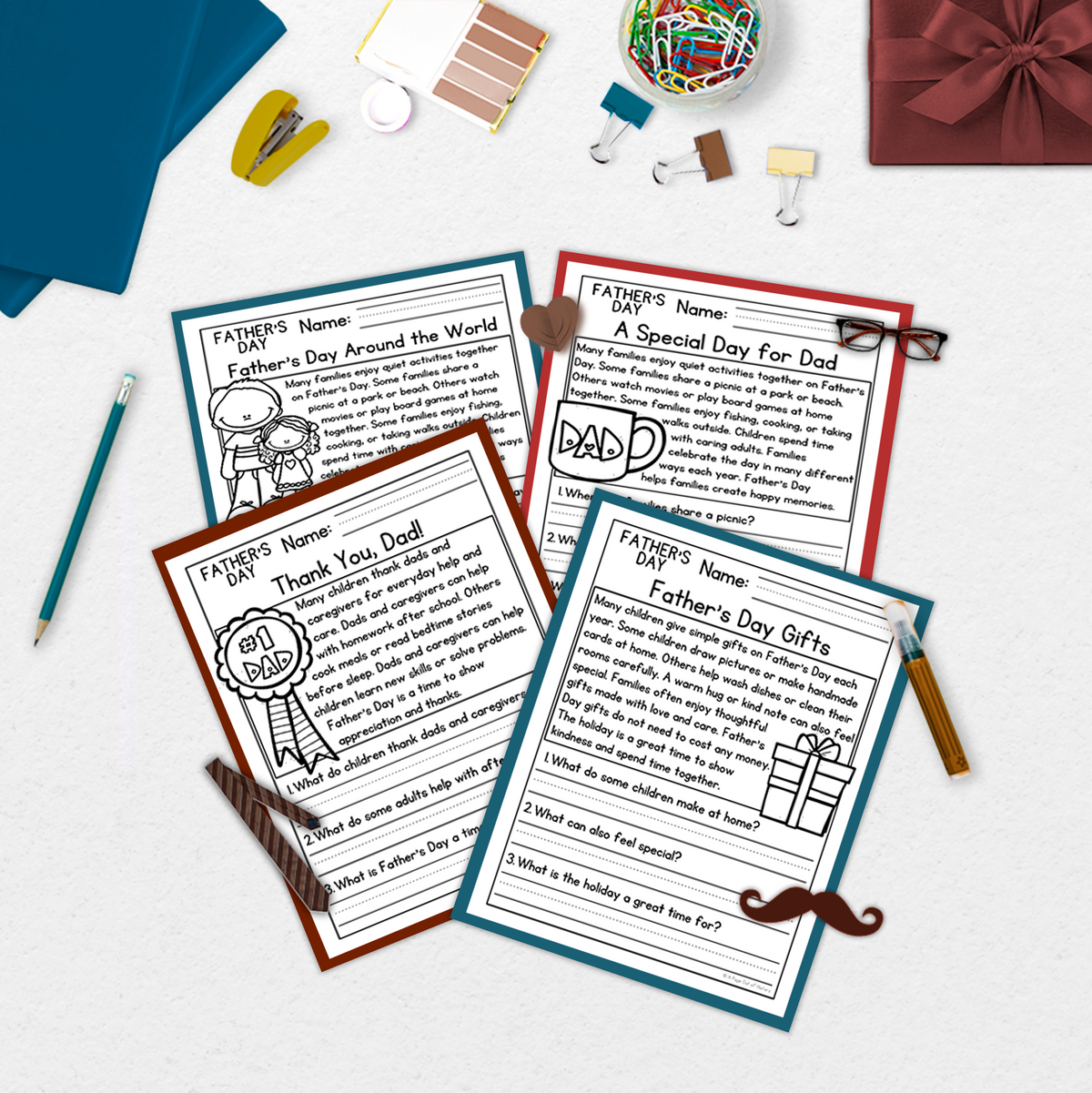Father's Day Reading Comprehension Passages + Questions