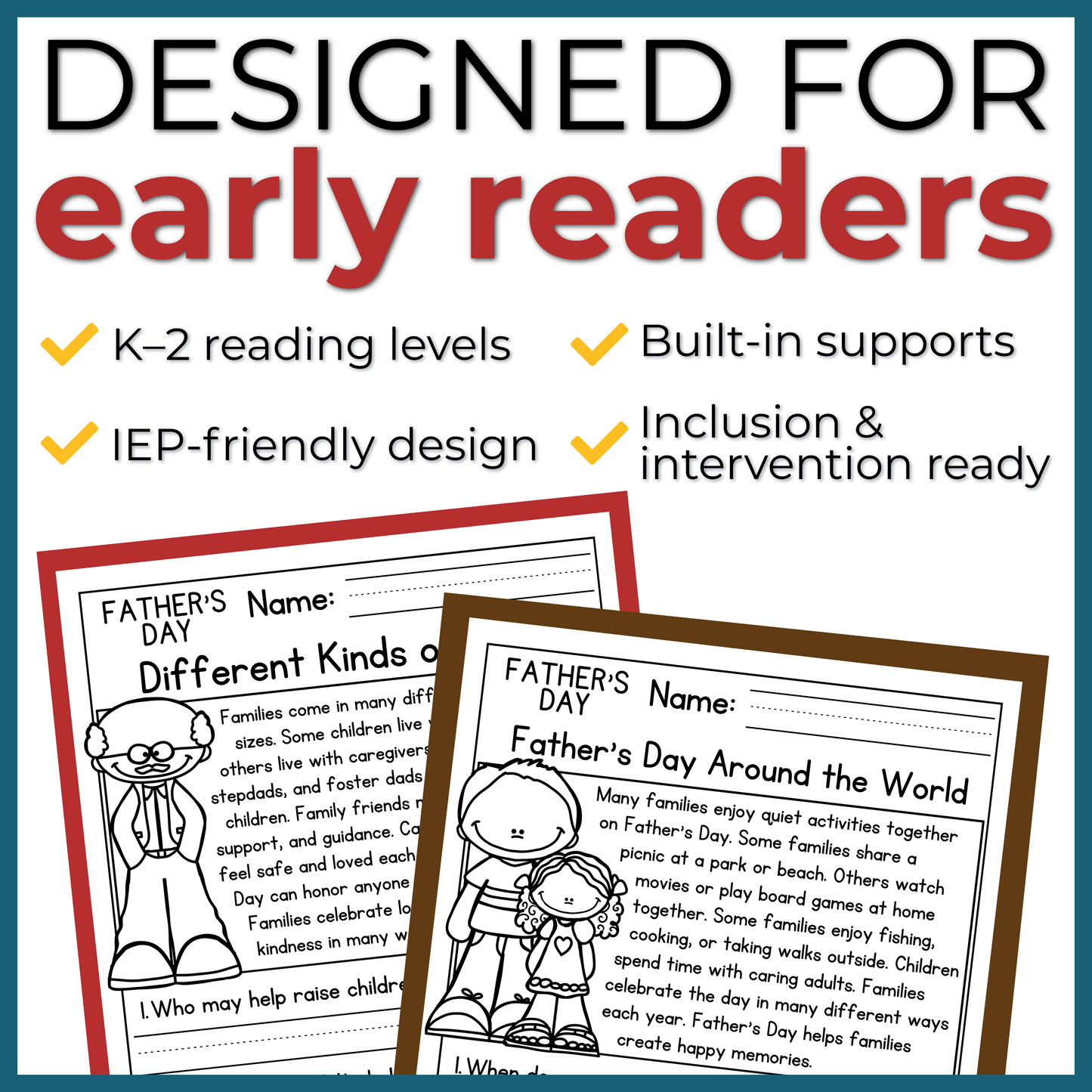 Father's Day Reading Comprehension Passages + Questions