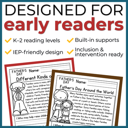 Father's Day Reading Comprehension Passages + Questions