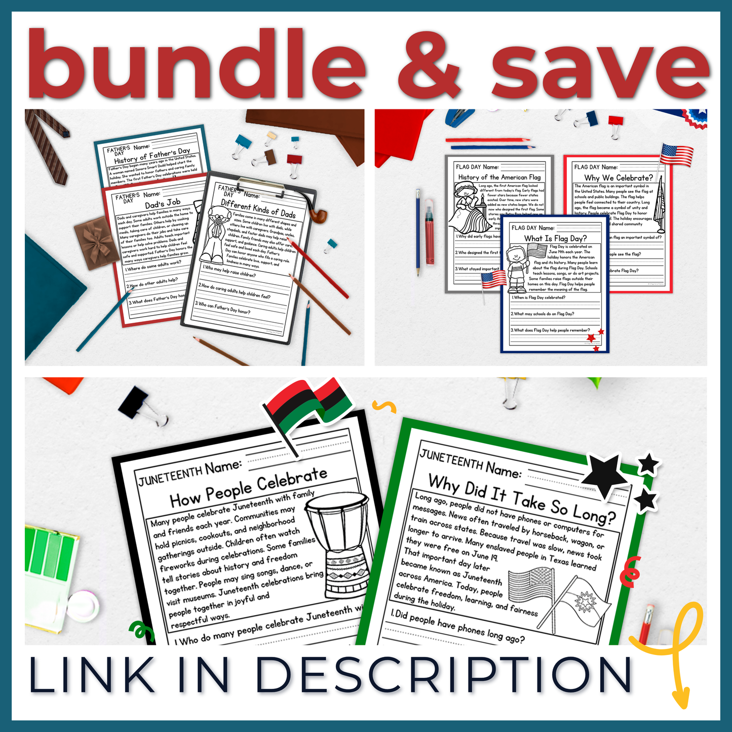 Father's Day Reading Comprehension Passages + Questions