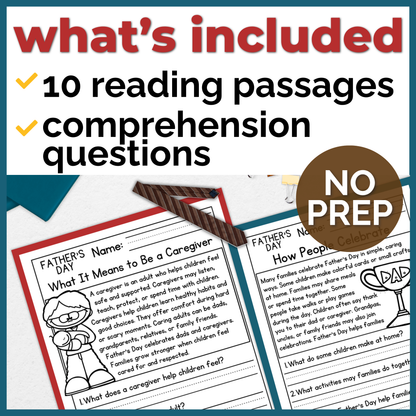 Father's Day Reading Comprehension Passages + Questions