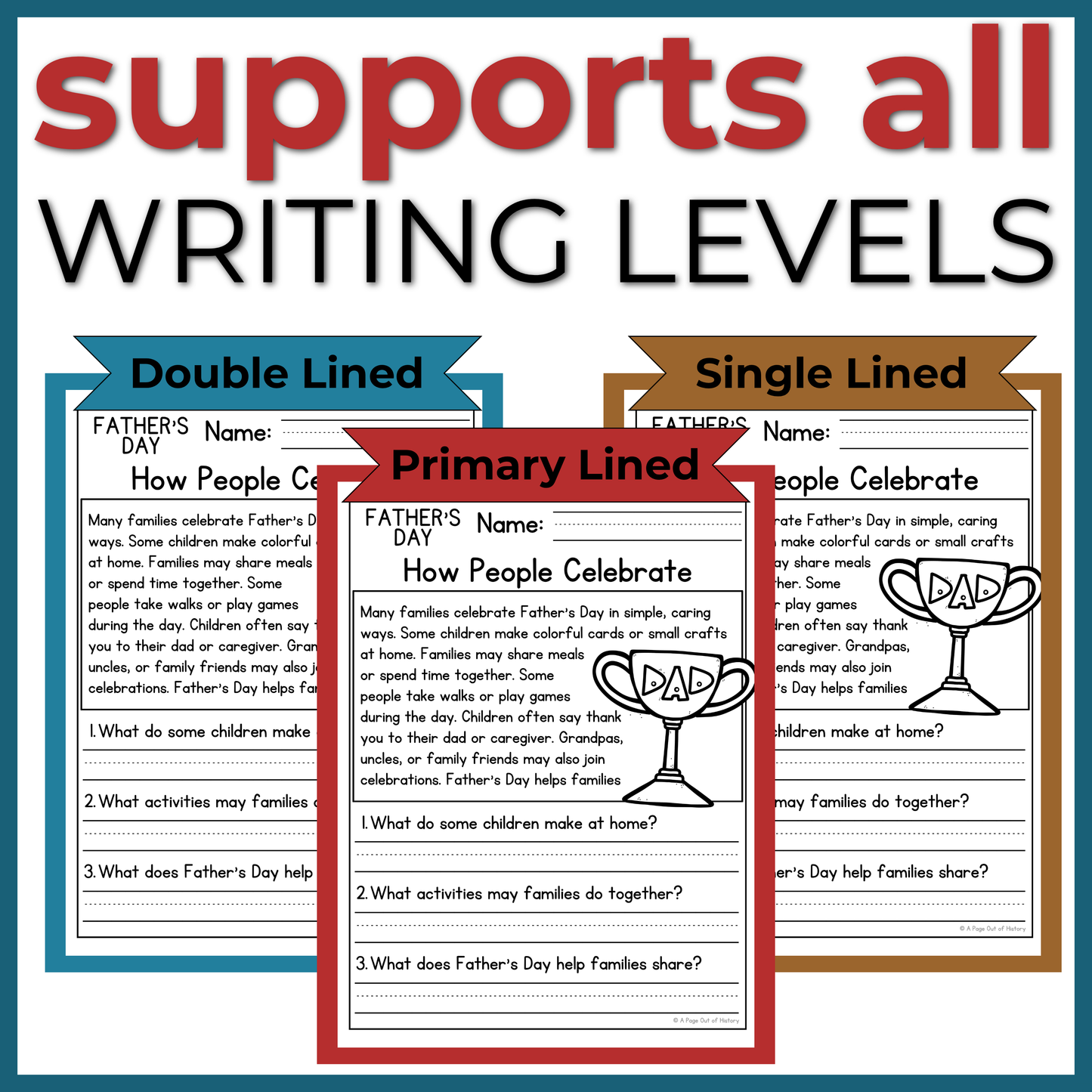 Father's Day Reading Comprehension Passages + Questions