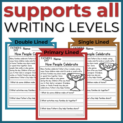Father's Day Reading Comprehension Passages + Questions