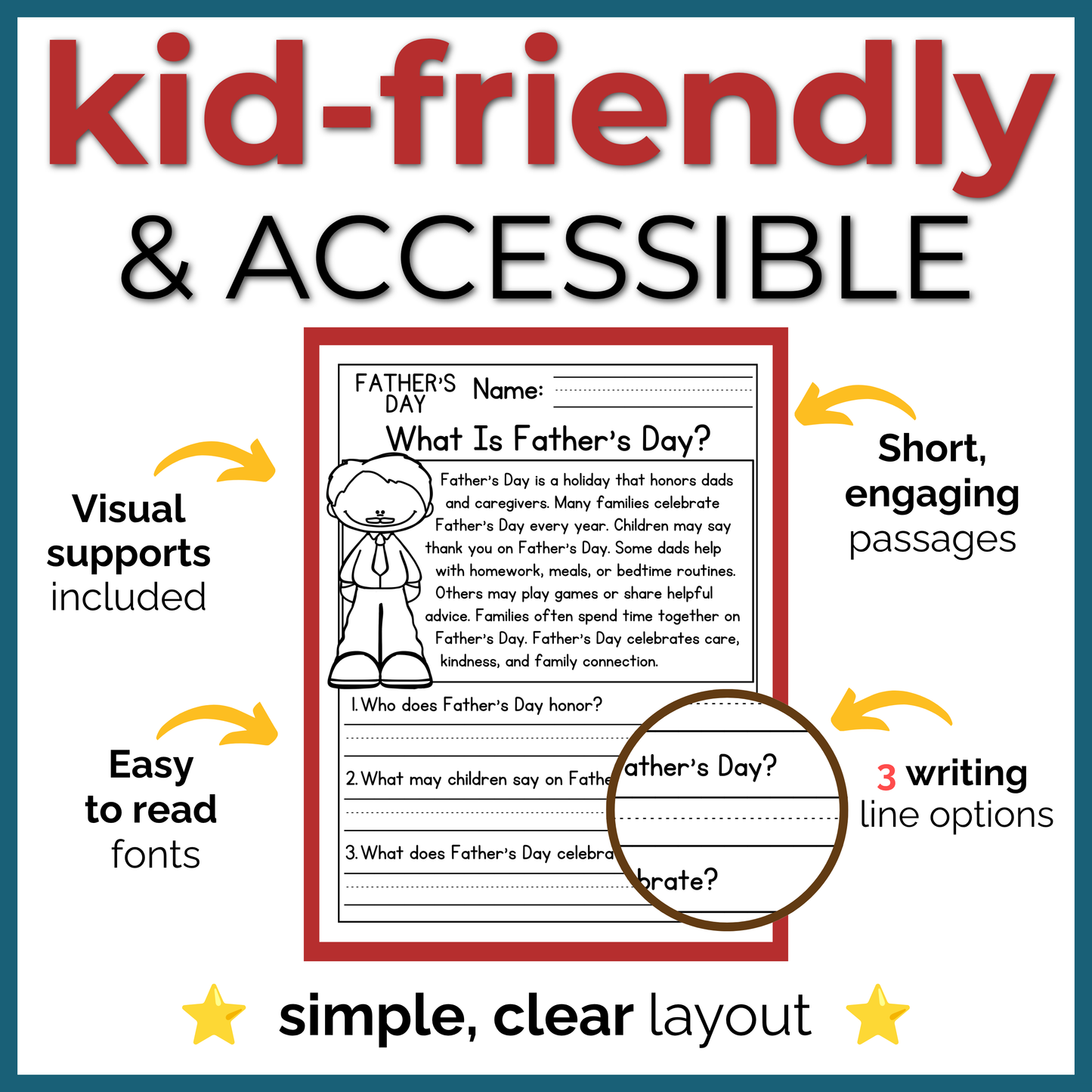 Father's Day Reading Comprehension Passages + Questions