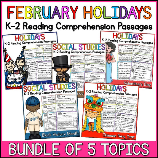February Holidays Reading Comprehension + Questions