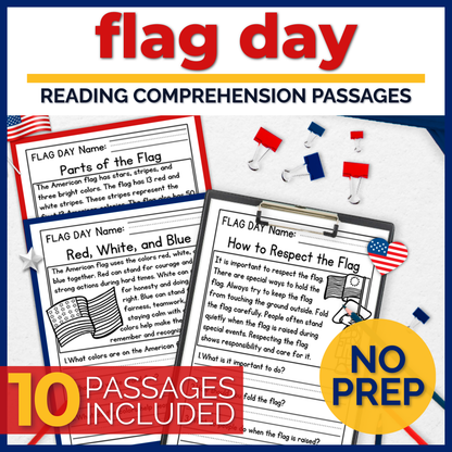 Flag Day Reading Comprehension Passages + Questions
