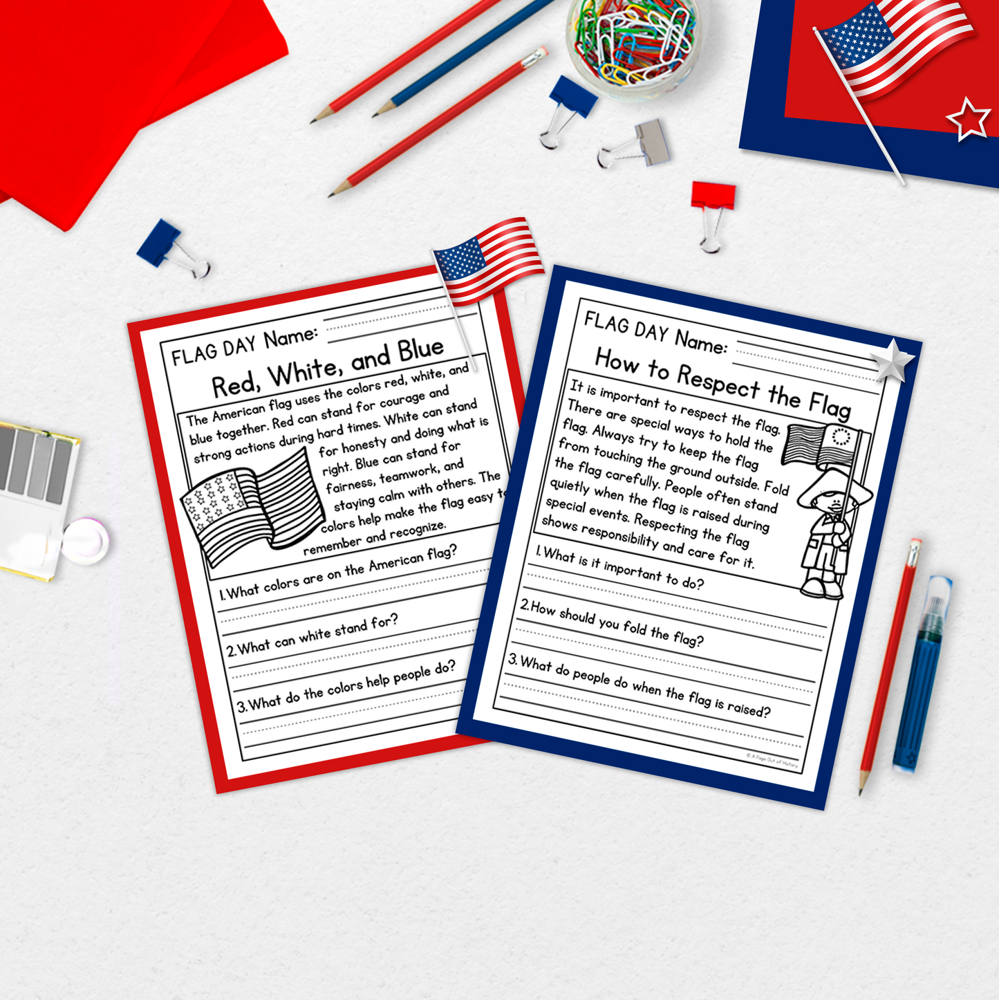 Flag Day Reading Comprehension Passages + Questions