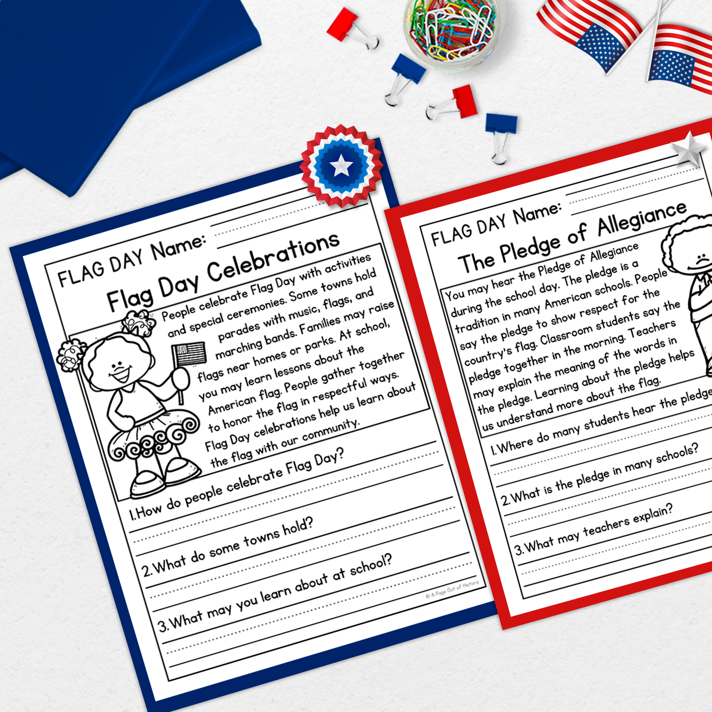 Flag Day Reading Comprehension Passages + Questions