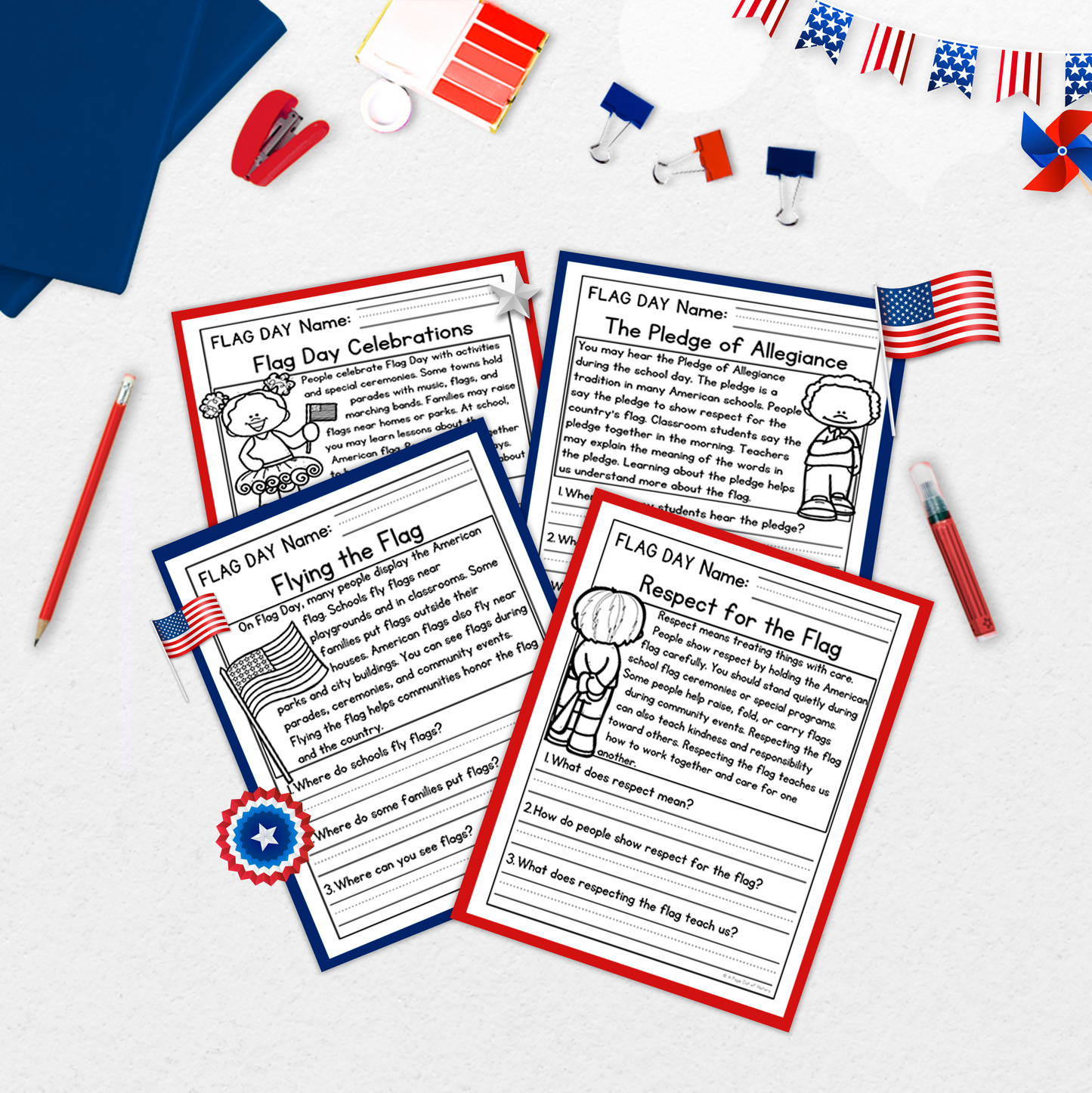 Flag Day Reading Comprehension Passages + Questions