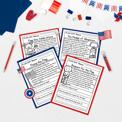 Flag Day Reading Comprehension Passages + Questions
