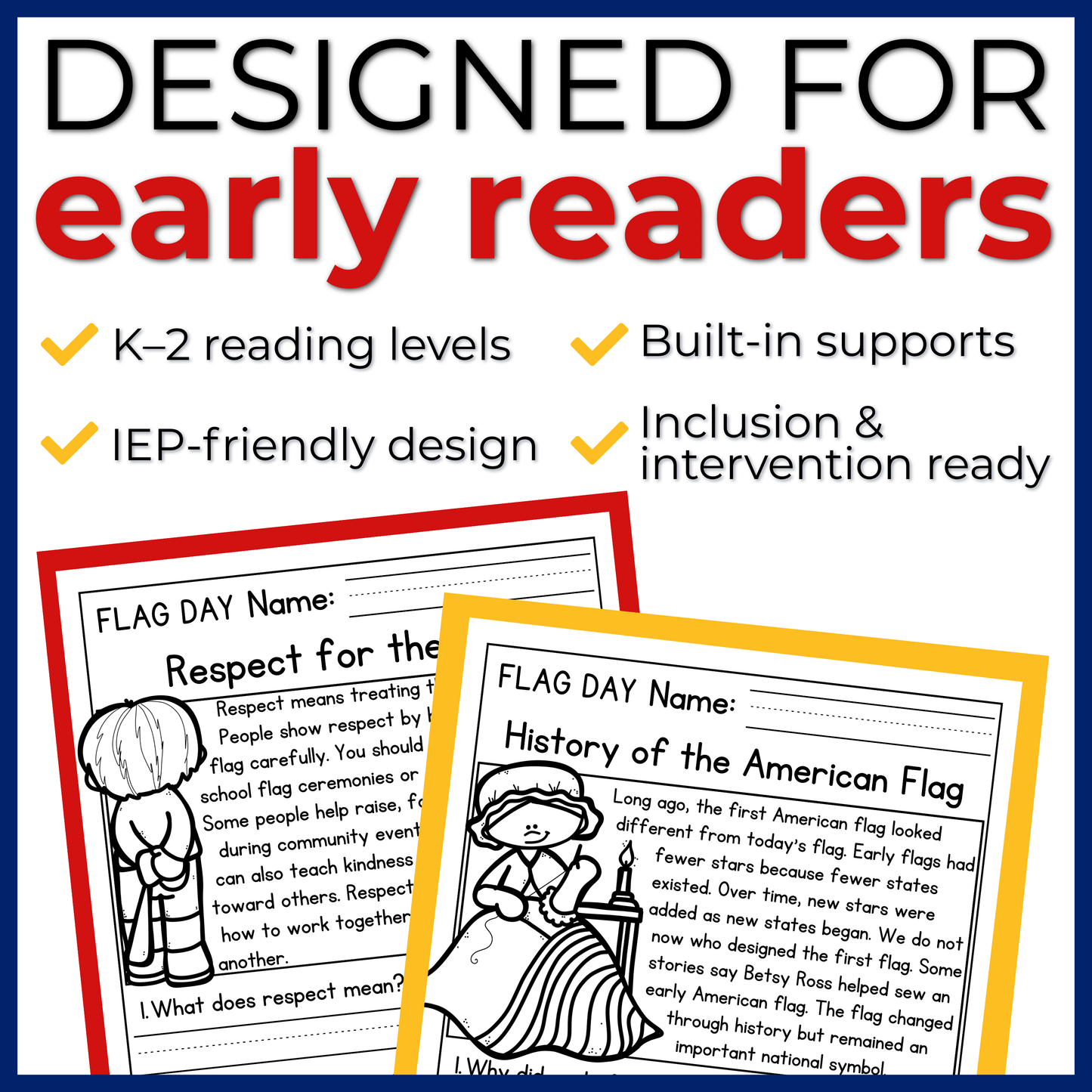 Flag Day Reading Comprehension Passages + Questions