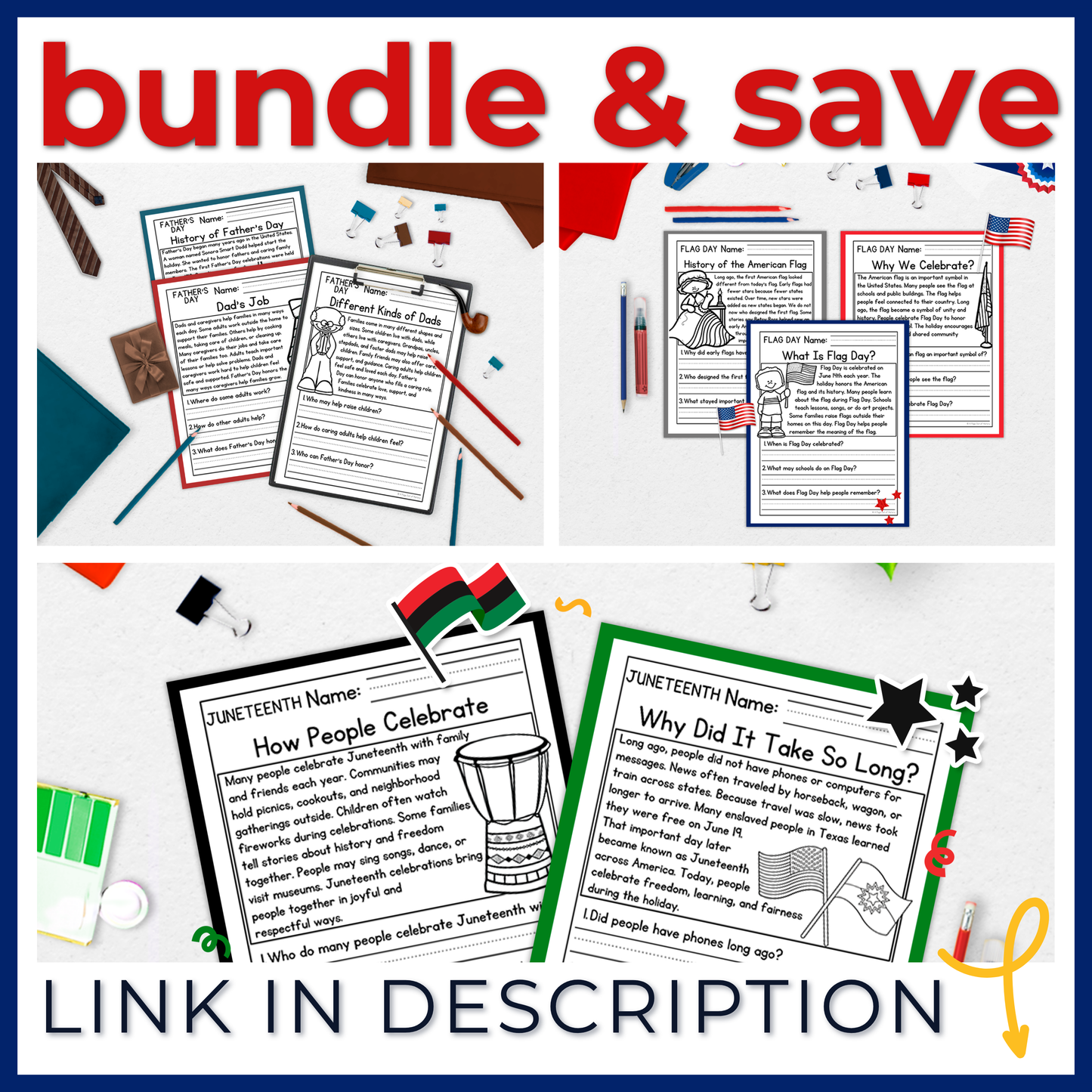 Flag Day Reading Comprehension Passages + Questions