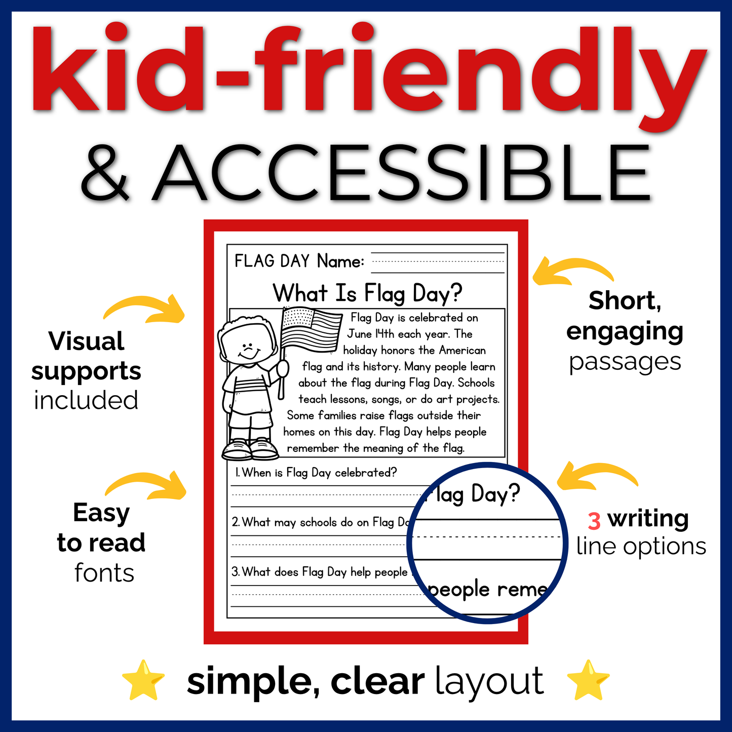 Flag Day Reading Comprehension Passages + Questions