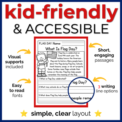 Flag Day Reading Comprehension Passages + Questions