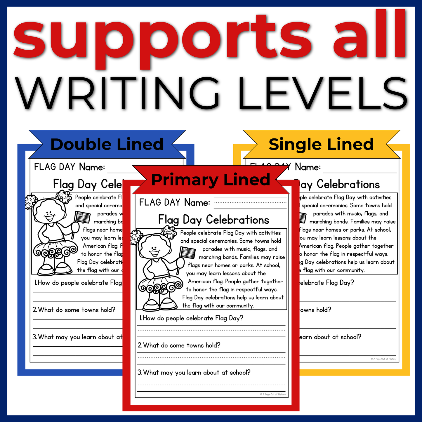 Flag Day Reading Comprehension Passages + Questions
