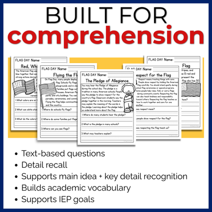 Flag Day Reading Comprehension Passages + Questions