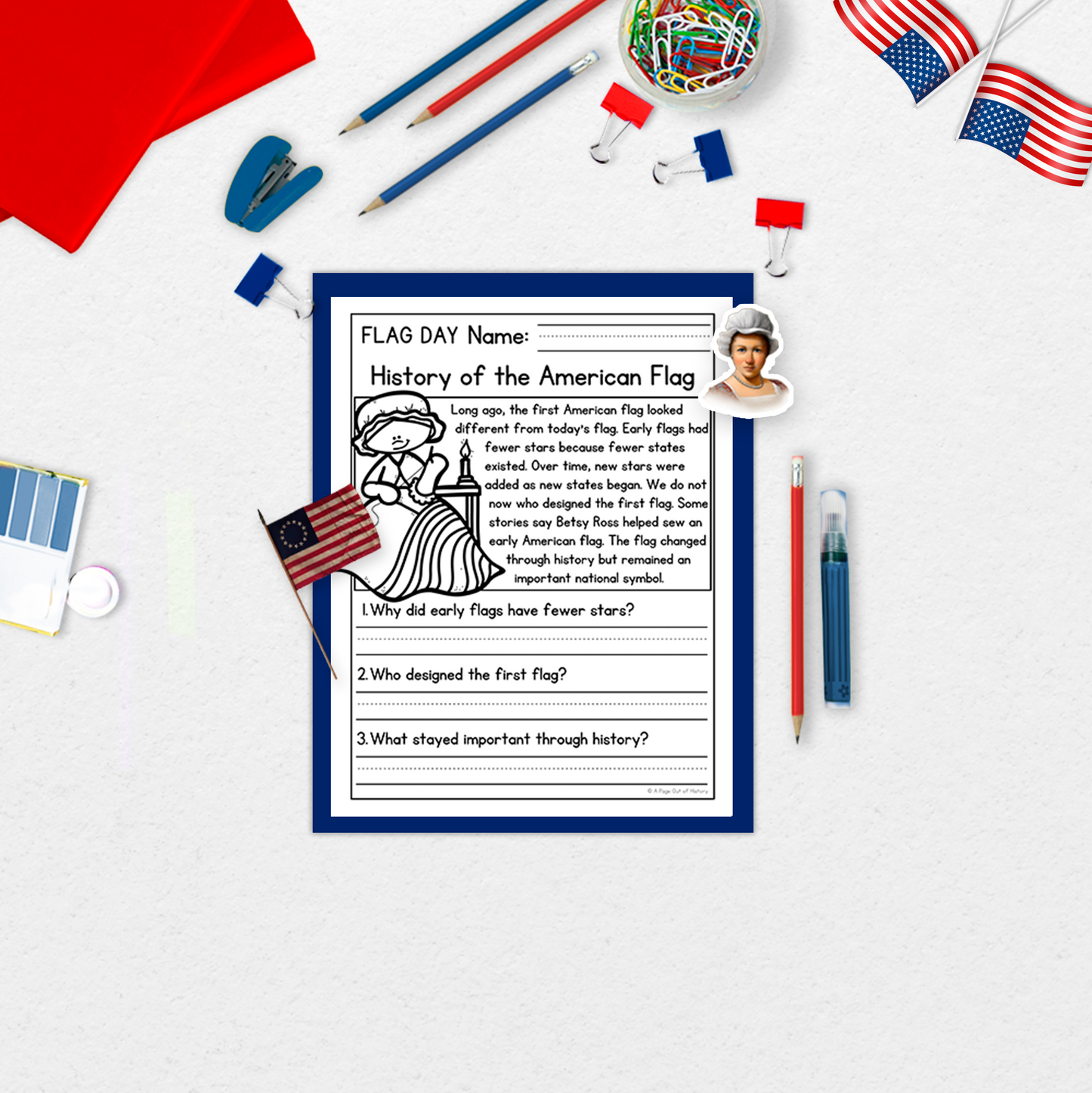 Flag Day Reading Comprehension Passages + Questions