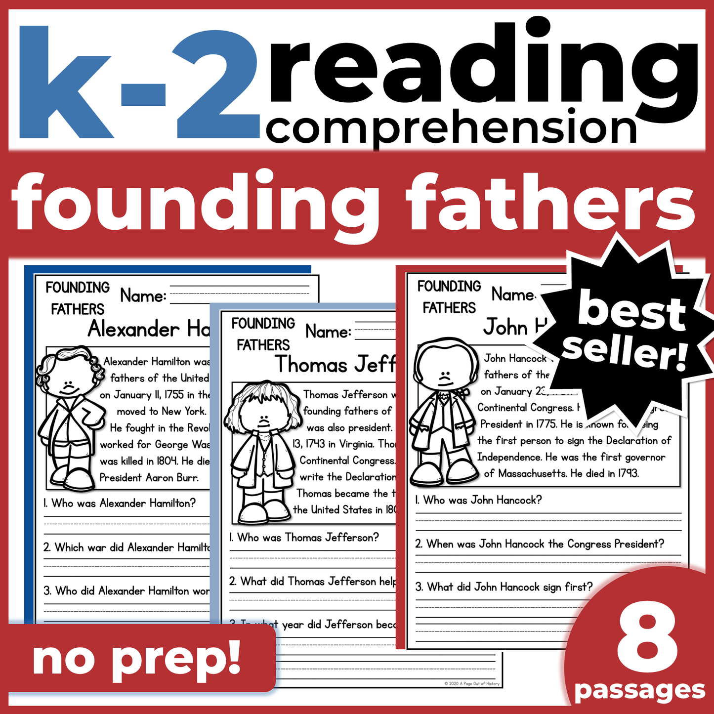 Founding Fathers Reading Comprehension Passages + Questions