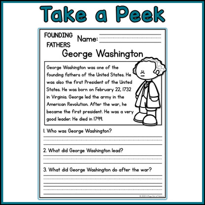 Founding Fathers Reading Comprehension Passages + Questions