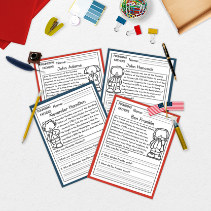 Founding Fathers Reading Comprehension Passages + Questions