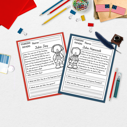Founding Fathers Reading Comprehension Passages + Questions