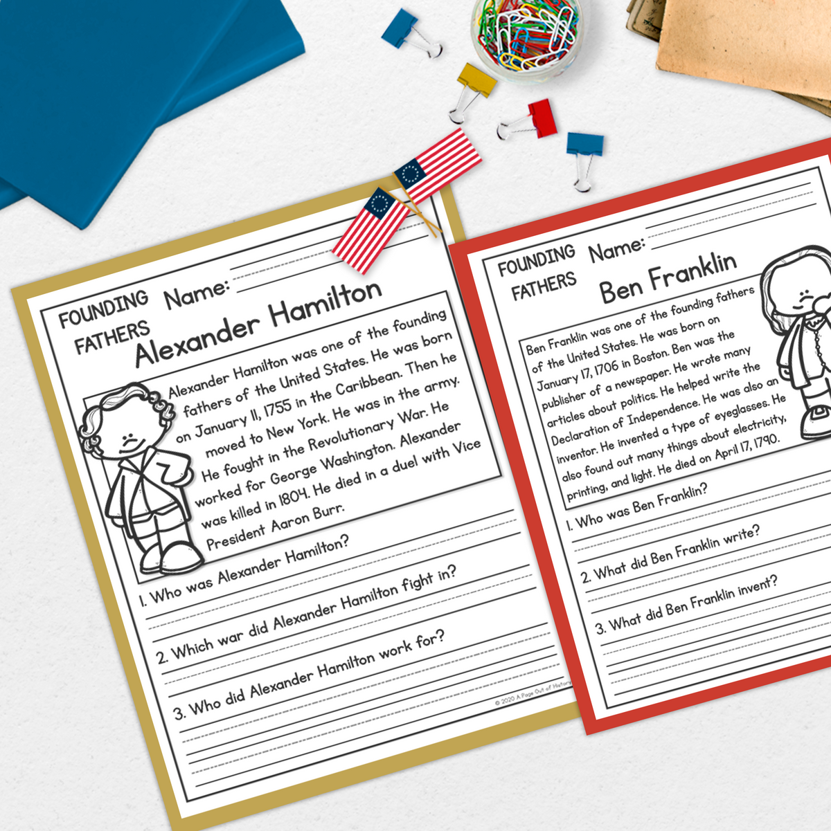 Founding Fathers Reading Comprehension Passages + Questions