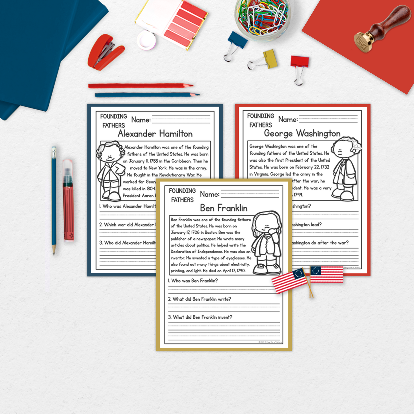 Founding Fathers Reading Comprehension Passages + Questions