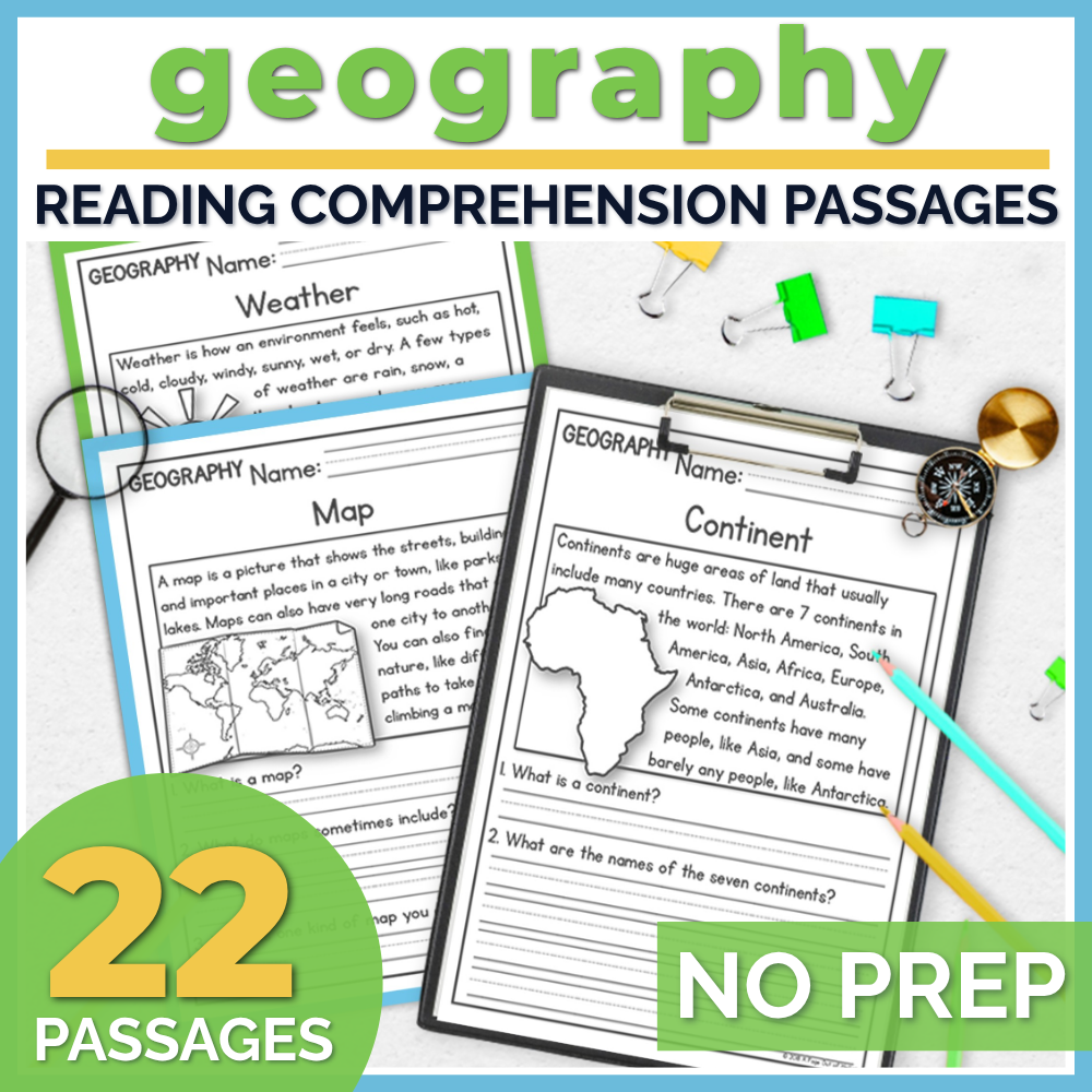 20+ Geography Reading Comprehension Passages + Questions