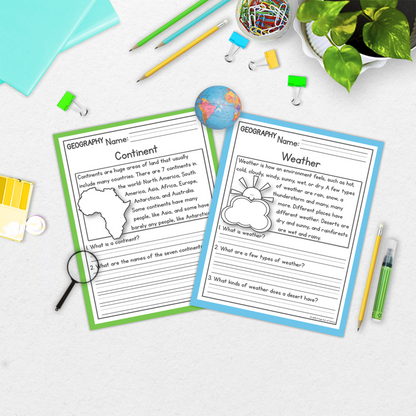 Geography Reading Comprehension Passages + Questions