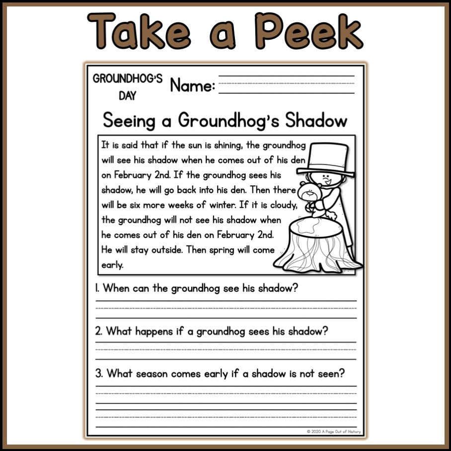 Groundhogs Day Reading Comprehension Passages + Questions
