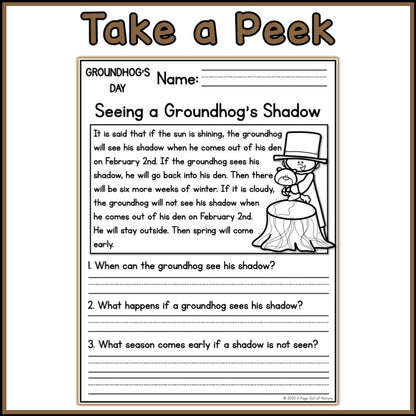 Groundhogs Day Reading Comprehension Passages + Questions