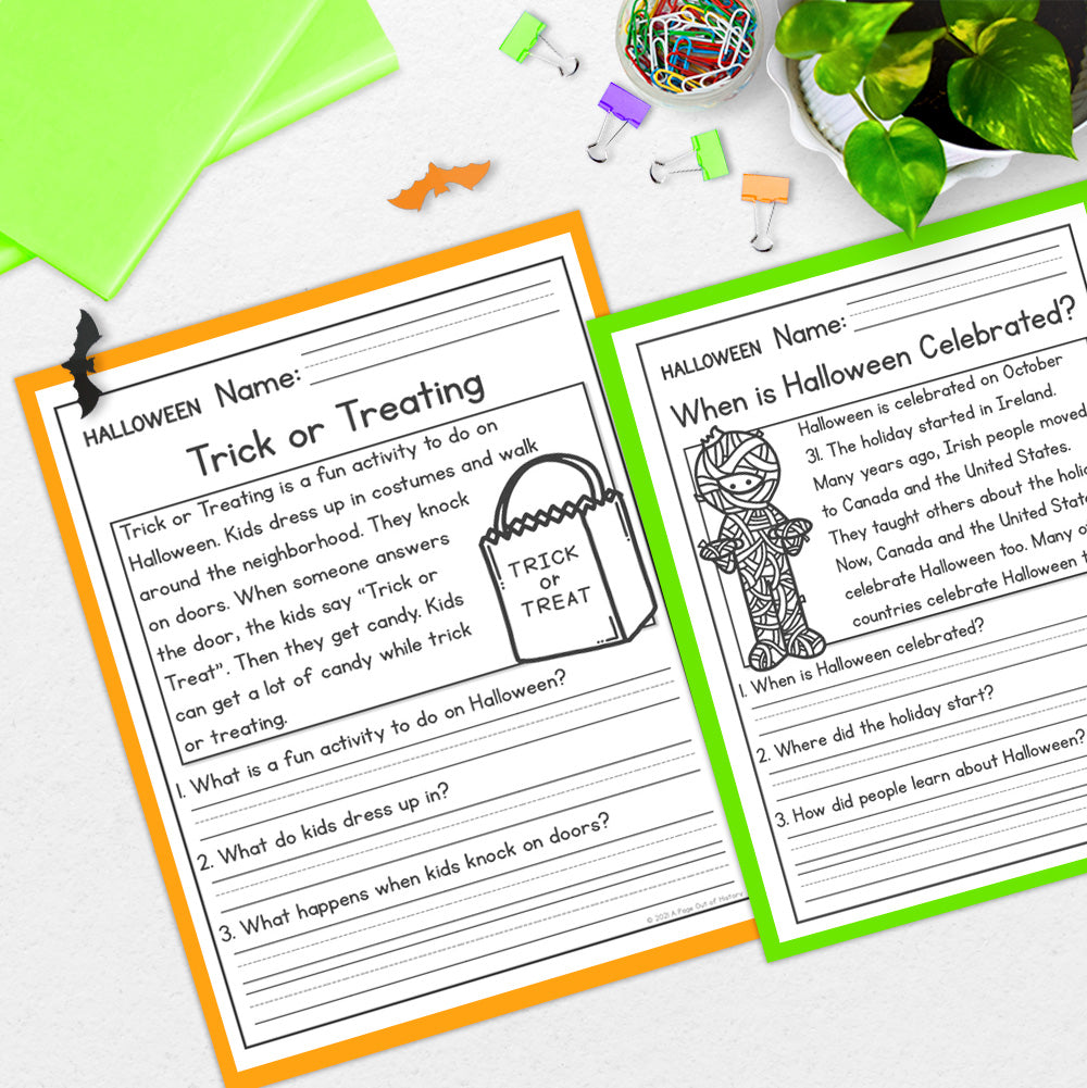 Halloween Reading Comprehension Passages + Questions