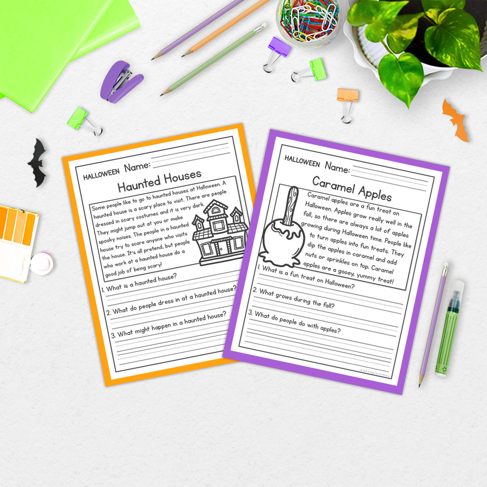 Halloween Reading Comprehension Passages + Questions