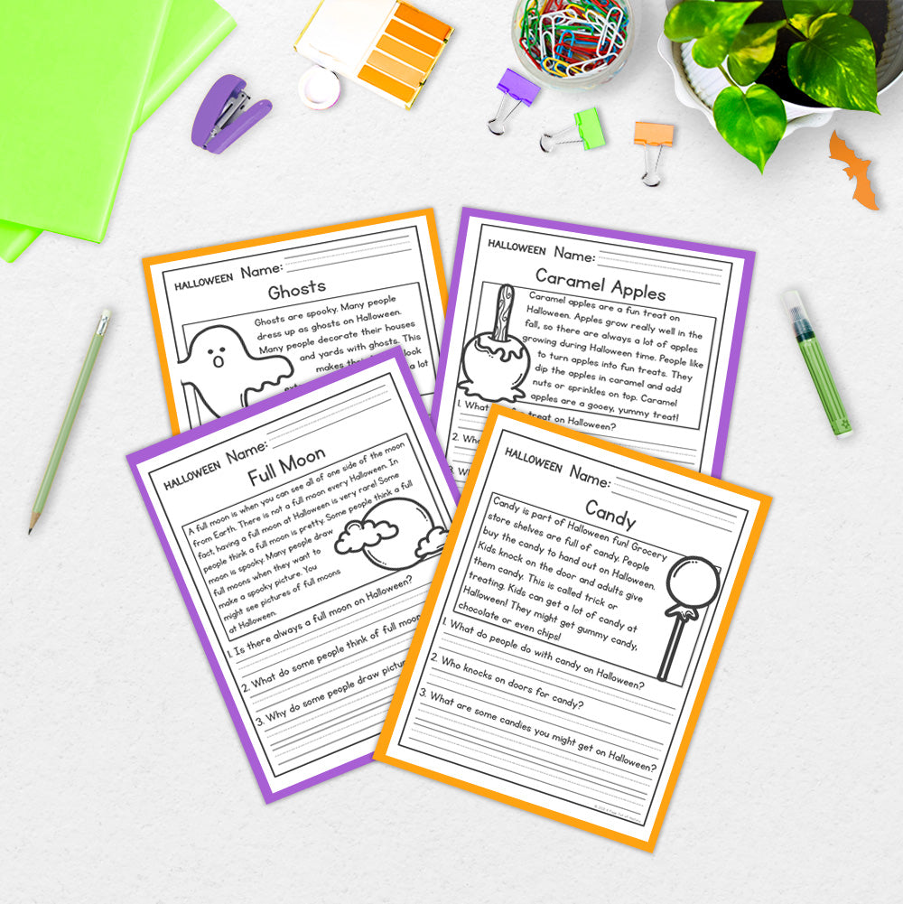 Halloween Reading Comprehension Passages + Questions