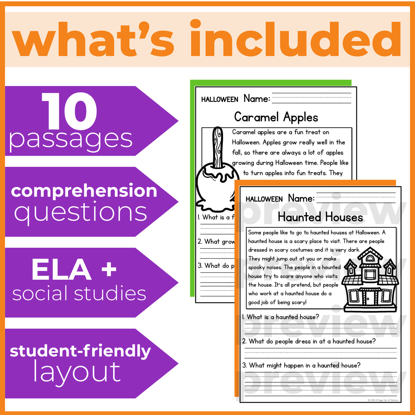 Halloween Reading Comprehension Passages + Questions