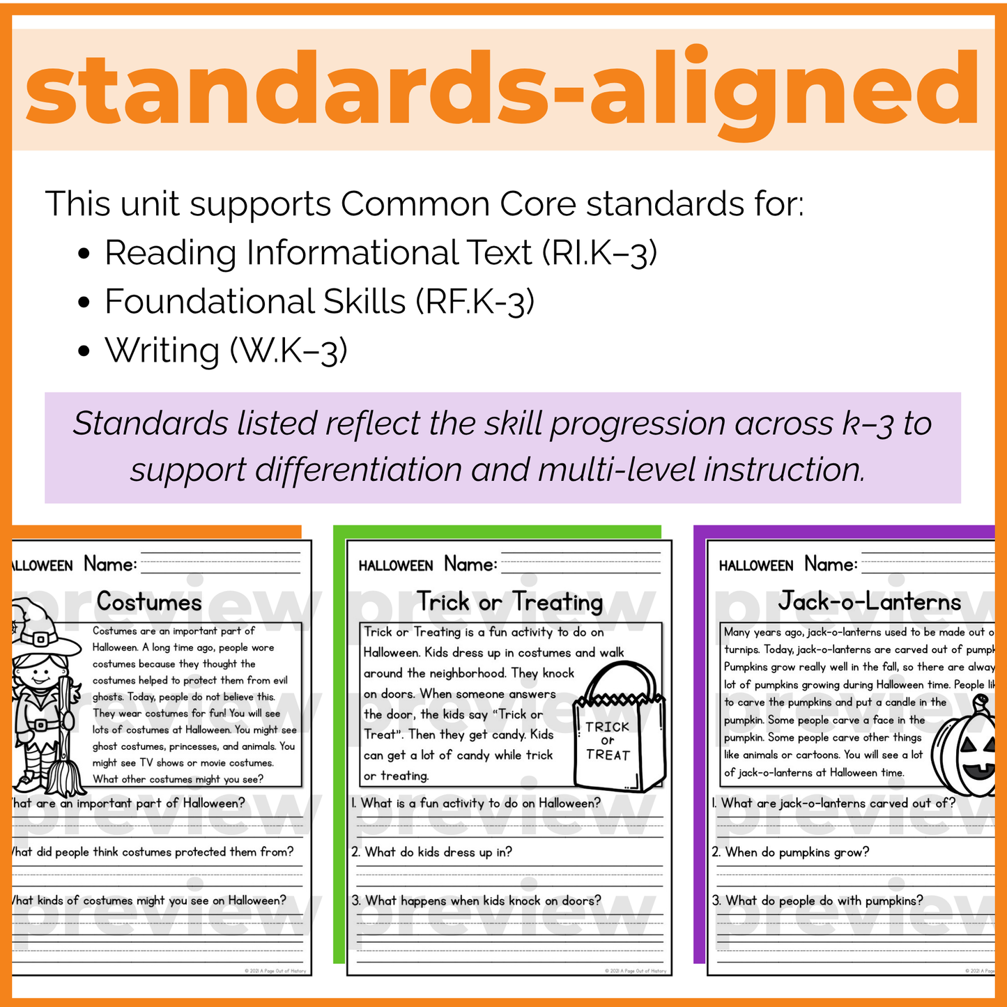 Halloween Reading Comprehension Passages + Questions